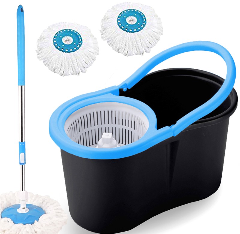 V-MOP Magic Dry Bucket Mop – 360 Degree Self Spin Wringing With 2 Super Absorbers Mop Set