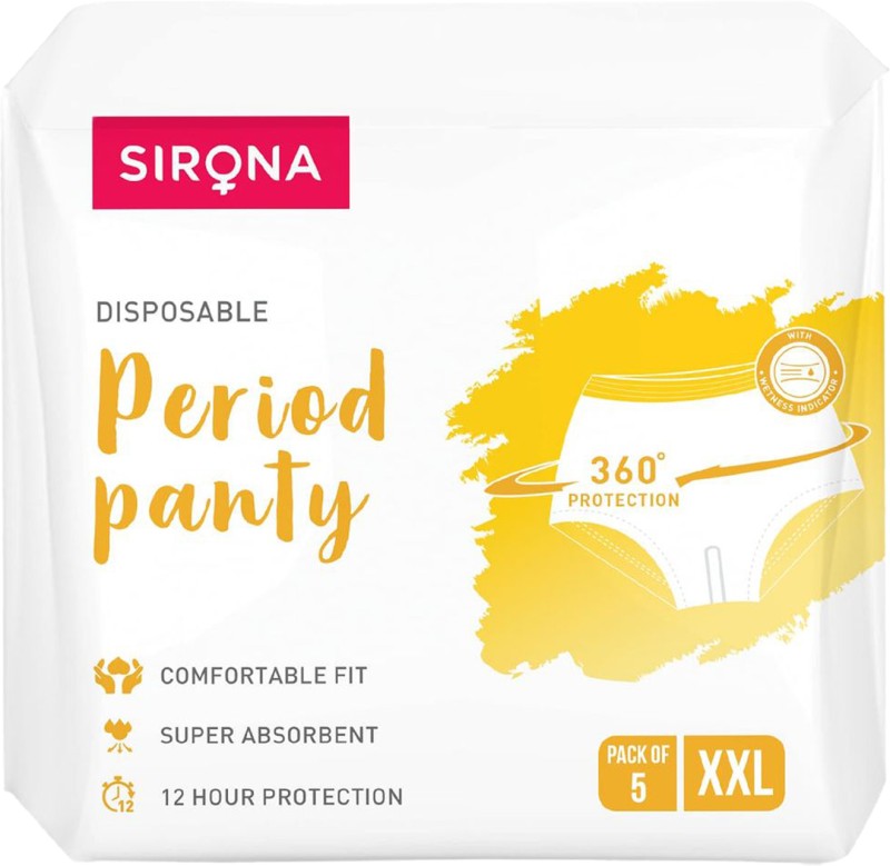 SIRONA Super Absorbent Disposable Period Panty with 360° Protection for 12 hours (XXL) Sanitary Pad(Pack of 5)