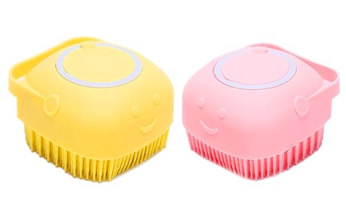 GLUN® Silicone Brush with Shower Gel Dispenser, Mud & Dirt Remover with Soft Silicone Bristle with Non-toxic Brushes Pack of (English)