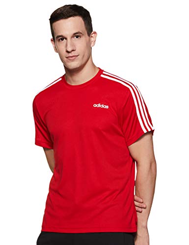 Adidas Men Polyester CLASSIC 3S TEE,Sports T-Shirts,SCARLE , Large