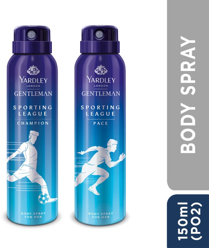 Yardley London Sporting League Body Spray -Assorted Deodorant Spray  –  For Men(150 ml, Pack of 2)