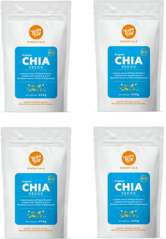 Yogabar Chia Seeds 250g – Non-GMO Seeds | Rich in Omega -3 & Fibre Chia Seeds(1000 g, Pack of 4)