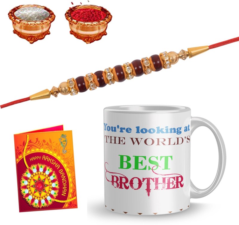 Rakhi Nation Greeting Card  Set(1 Rakhi 1 Mug 1 roli chawal 1 Greeting Card)