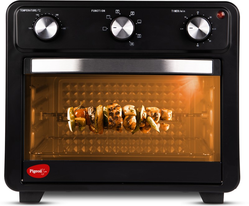 Pigeon 25-Litre Duo Airfryer Oven Toaster Grill (OTG) OTG + Air Fryer | Power Efficient | 25L Large Capacity |(Black)