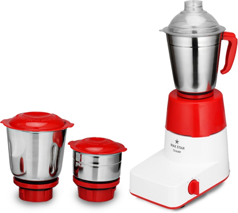 MAX STAR Champ MG11 550 W Mixer Grinder (3 Jars, Red, White)