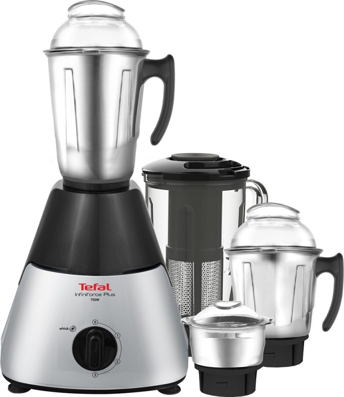 Tefal Infiniforce Plus ( MG-183 ) 750 W Mixer Grinder (4 Jars, Silver, Black)