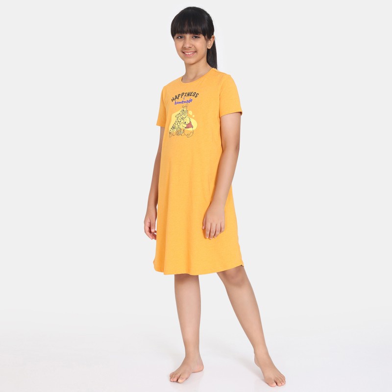 Rosaline By Zivame Kids Nightwear Girls Printed Polycotton(Pink Pack of 1)