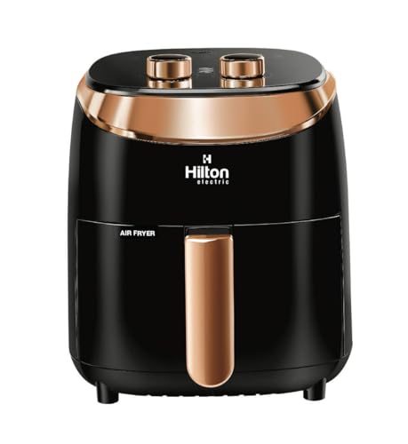 Hilton Electric Air Fryer, Faster Pre-Heat, No-Oil Frying, Fast Healthy Evenly Cooked Meal Every Time, Dishwasher Safe Non Stick Pan for Easy Clean Up Dual Bowl Made in India (Manual Air Fryer 4.2 L)