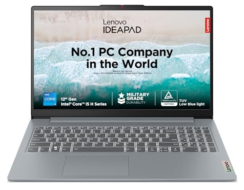 Lenovo IdeaPad Slim 3 12th Gen Intel Core i5-12450H 15.6″ (39.6cm) FHD IPS Thin & Light Laptop (16GB/512GB SSD/Win 11/Office 21/Backlit KB/1 Yr ADP Free/3 Mon. Game Pass/Grey/1.6Kg), 83ER008DIN