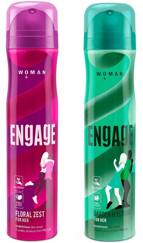 Engage Deo Combo 1 Floral Zest 150ml & 1 Garden Mystique 150ml Deodorant Spray  –  For Women(300 ml, Pack of 2)