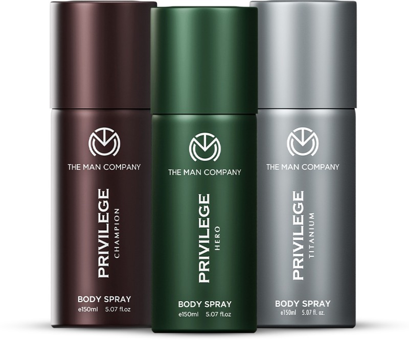 THE MAN COMPANY Privilege Hero, Titanium & Champion | Long-Lasting Deodorant Spray  –  For Men(450 ml, Pack of 3)