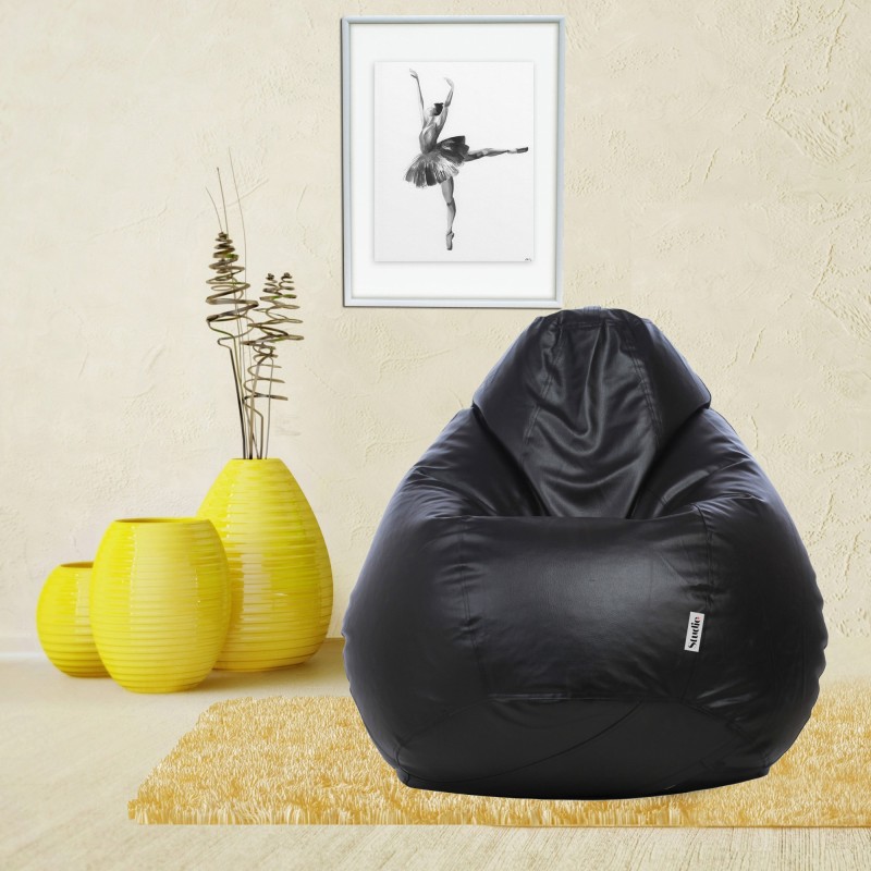 Flipkart Perfect Homes Studio XXXL Classic Tear Drop Shaped Teardrop Bean Bag  With Bean Filling(Black)