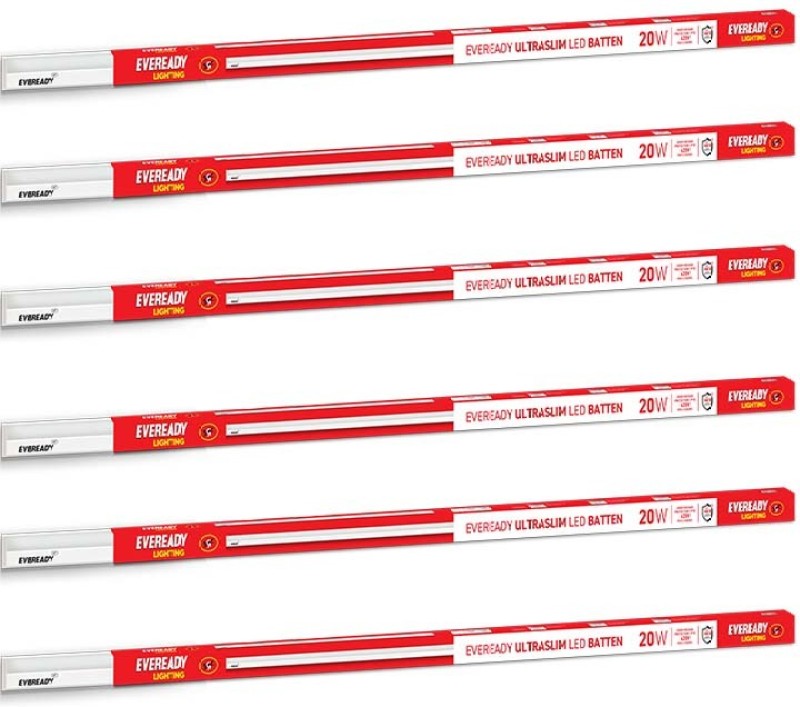 EVEREADY Ultra Slim 20W 4ft Batten | Highly Efficient |Surge Protection | 2 Year Warranty Straight Linear LED 20 W Tube Light(White, Pack of 6)