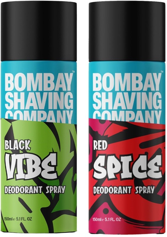 BOMBAY SHAVING COMPANY Red Spice & Black Vibe 150ml x 2 Combo Deodorant Spray  –  For Men(300 ml, Pack of 2)