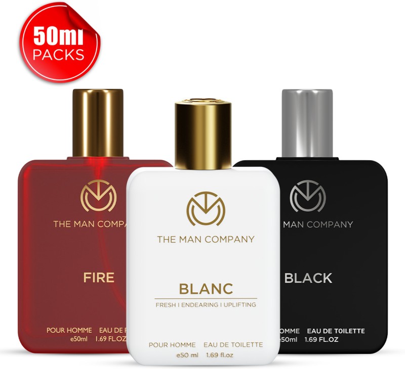 THE MAN COMPANY Perfume for Men Combo 3 x 50ml | Black, Blanc, Fire | Long-Lasting Fragrance Perfume  –  150 ml(For Men)
