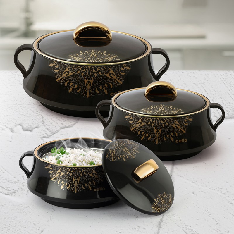 cello Midas Pack of 3 Thermoware Casserole Set(500 ml, 1000 ml, 1500 ml)