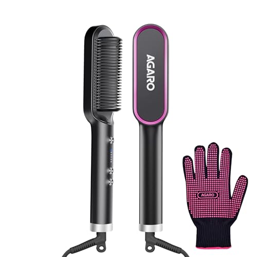 AGARO HV2179 1200 Watts Professional Volumizer Hair Dryer, 24K Gold Styling Surface, Activated Charcoal Bristles, Ceramic Tourmaline Coating Brush Head, One Step Styler, Hot Air Blow Brush for Women