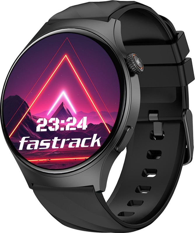 Fastrack Optimus Pro with 1.43″ AMOLED Display & AOD(466×466),Functional Crown,BT Calling Smartwatch(Black Strap, Free Size)