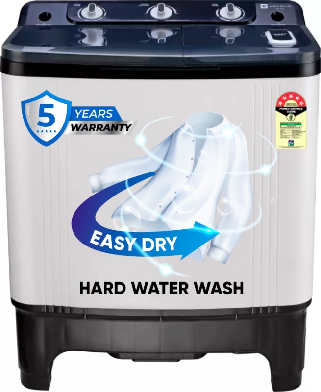 realme TechLife 7 kg 5 Star rating Semi Automatic Top Load Washing Machine White, Black(RMSA705NNNDW)