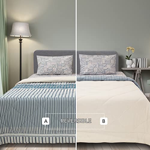 Värde 160 TC Printed Double Bedsheet with 2 Pillow Cover | Queen Size | Handloom Cotton Bedsheets for Double Bed | Soft & Smooth | Size 90X100 Inches 7.5×8.3 Feet | Myrtle Green