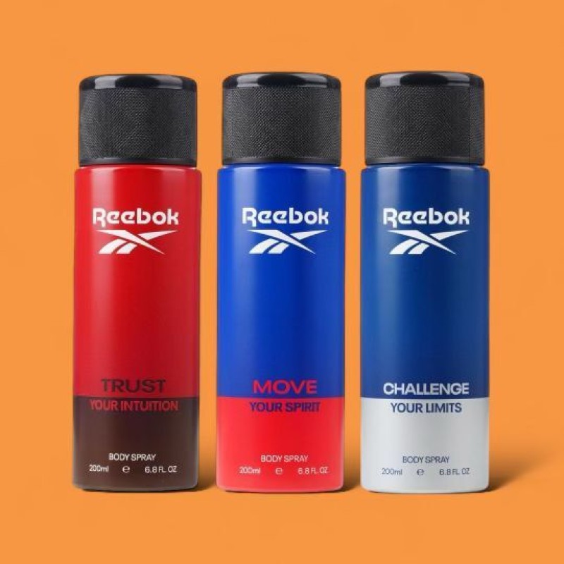 REEBOK Move Your Spirit, Challenge Your Limits And Trust Your Intuition Body Spray  –  For Men(600 ml, Pack of 3)