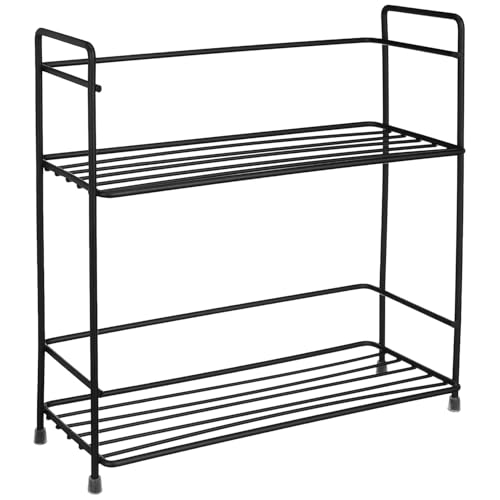 Amazon Brand – Solimo Metal 2-Tier Rack | For Kitchen Spice Organising (Black)