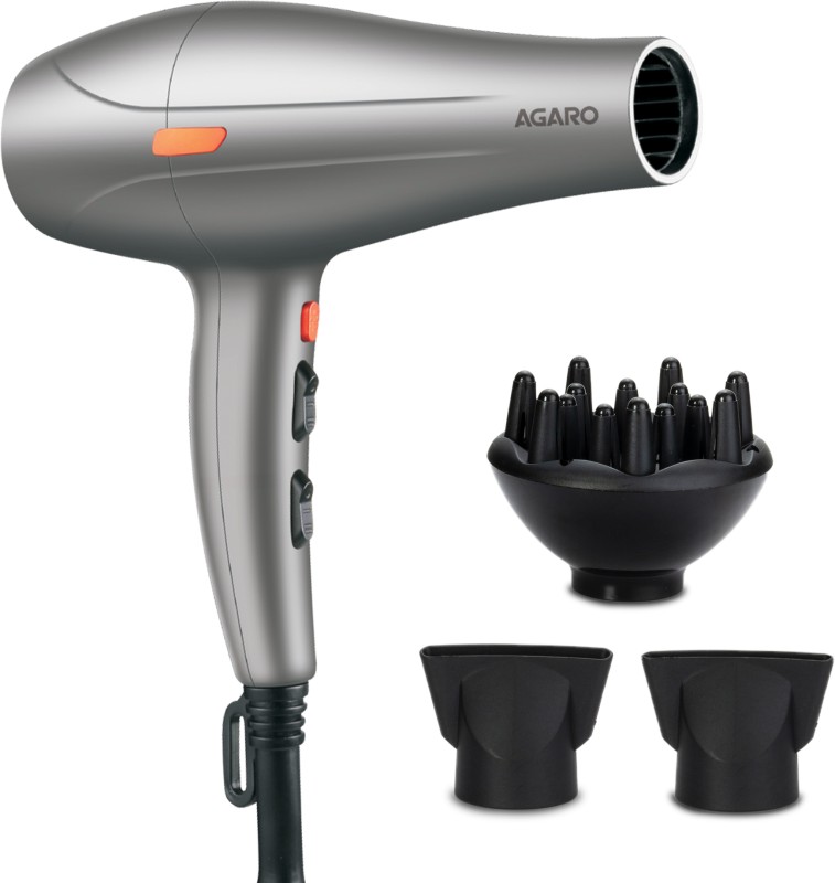 AGARO HD-1124 2400 Watts Professional Hair Dryer with AC Motor, Silver Hair Dryer(2400 W, Silver)