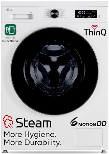 LG 9 Kg 5 Star Wi-Fi, Steam, Inverter Direct Drive Technology, 6 Motion DD, Fully-Automatic Front Load Washing Machine (FHB1209Z4W, Allergy Care, In-Built Heater, Touch Panel, 2024 model, Blue White)