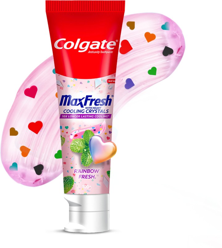 Colgate MaxFresh Rainbow Fresh Gel paste with Heart Shaped Crystals, Triple Mint Flavour Toothpaste(100 g)