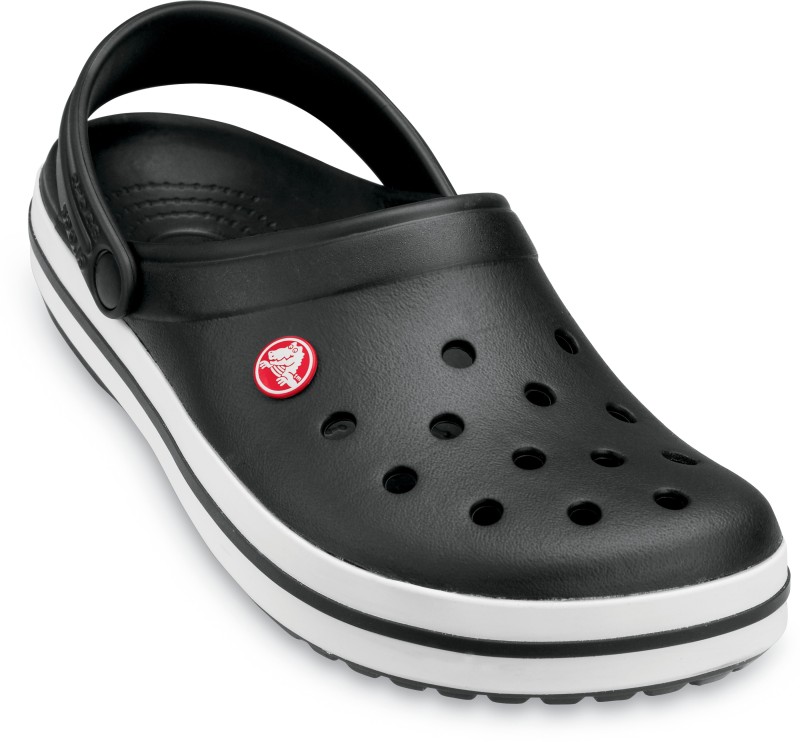 CROCS Crocband Women Clogs(Black, White , 10)