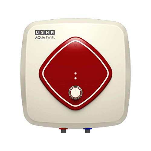 Usha Aqua Swirl 10 Litre 5 Star Storage Water Heater With Copper Heating Element (Ivory Wine), Wall Mounting
