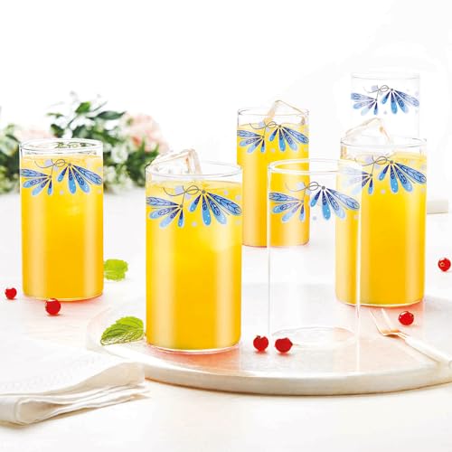 Borosil 350ml Set of 6 pcs Amber Vision Transparent Drinking Glass | Borosilicate Glass Tumblers for Water, Cold Drinks, Juice| Flame Proof, Microwave & Dishwasher Safe | for Daily use & Gifting