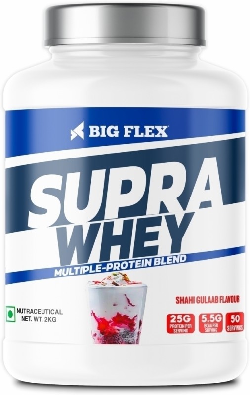 Bigflex Supra Whey Protein Whey Protein(2 kg, Shahi Gulaab)