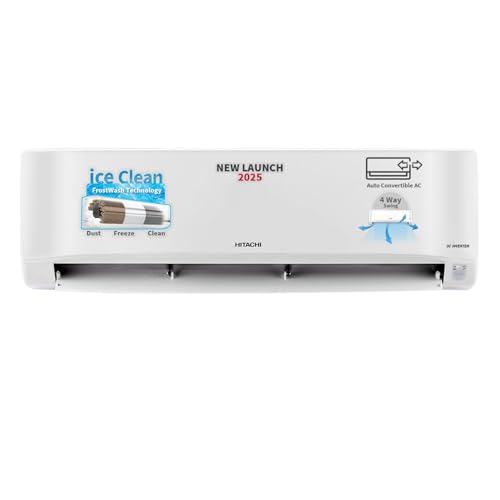 Hitachi 1.5 Ton Class 3 Star, 4-Way Swing, ice Clean, Xpandable+, Inverter Split AC (100% Copper, Dust Filter, 3400SXL RAS.D318PCCIBS, White)