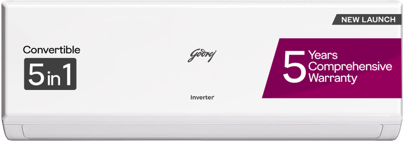 Godrej 2025 Model 5-In-1-Convertible Cooling 1.5 Ton 3 Star Split Inverter With Heavy Duty Cooling And Pure Air Filter AC  – White(AC 1.5T EI 18P3T WZT, Copper Condenser)