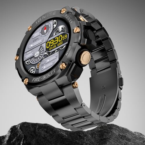 Fire-Boltt Assault Rugged Smartwatch – 1.5″ HD Display, Bluetooth Calling, 600mAh Battery, Compass, Heart Rate & SpO2 Monitoring, 7-10 Days Battery Life, Heavy Metal Sports Design