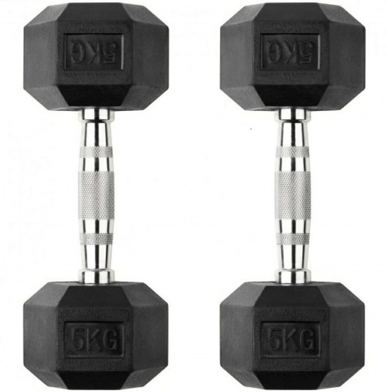 COCKATOO RUBBER HEX DUMBBELLS 5 KG Fixed Weight Dumbbell(5 kg)