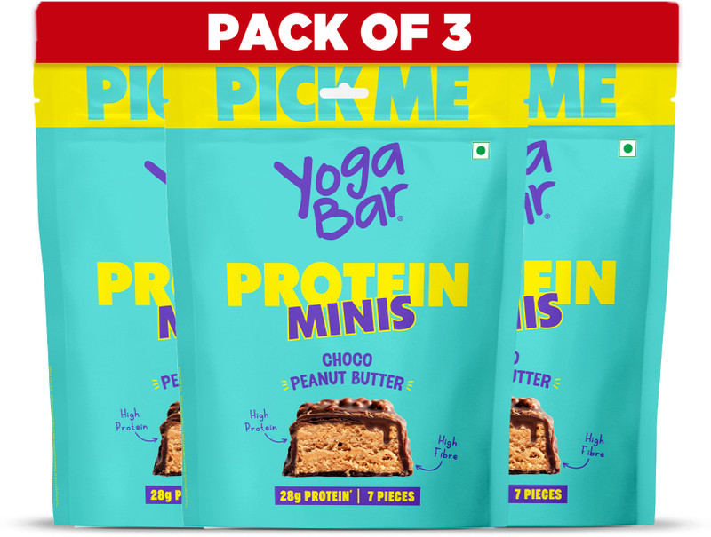 Yogabar Protein Minis Choco Peanut Butter 7 Bars(Pack of 3) Bars(3 x 140 g)