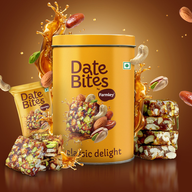 Farmley Date Bites | Indian Sweets | Dry Fruits Barfi | No Added Sugar | Almonds, Cashews, Dates, Pistachios(200 g)