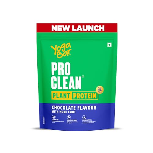 Yogabar Pro Clean Plant Protein Powder, Plain unflavoured, Cleanest Protein | No Added Preservatives, No Added Sugar | 25g Protein, 500g Pouch