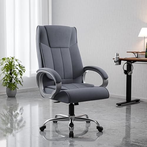 Green Soul Kiev Orthopedic Boss Chair with 3 Year Warranty | Breathable Fabric Office Chair | Ergonomic Executive Chair with Spacious Cushioned Seat | Heavy Duty Metal Base | Rocking Function – Grey