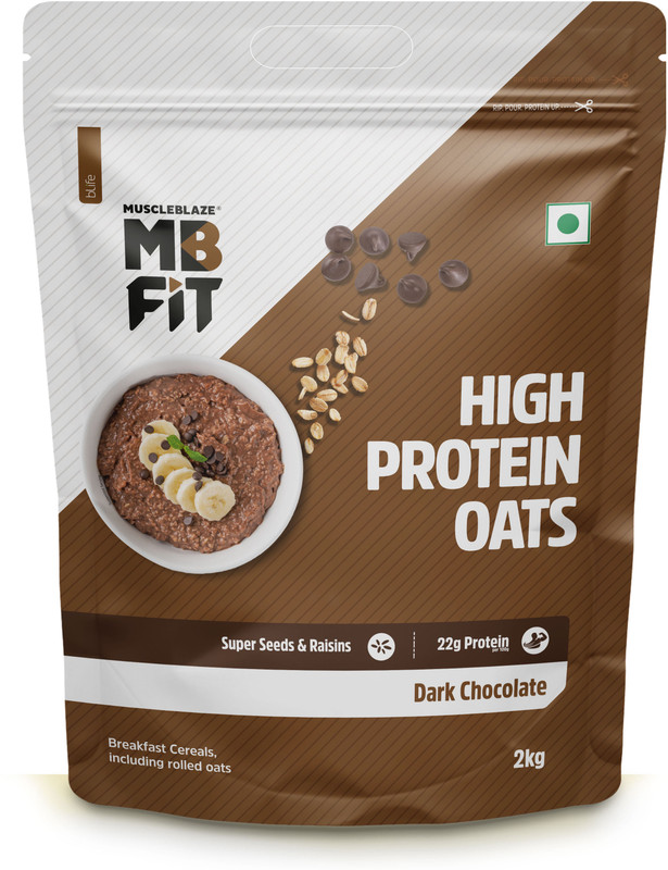 MUSCLEBLAZE High Protein Oats, Gluten Free, Dark Chocolate Pouch(2 kg)