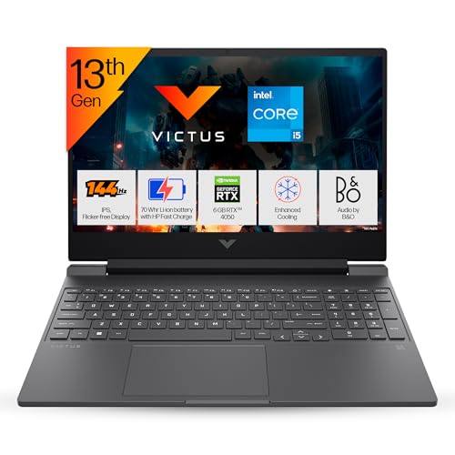 HP Victus, 13th Gen Intel Core i5-13420H, 6GB RTX 4050 Gaming Laptop (16GB DDR4, 512GB SSD) 144Hz, IPS, 15.6″/39.6cm, Flicker-Free, Win 11, Office 21, Mica Silver, 2.29kg, Enhanced Cooling, fa1279TX