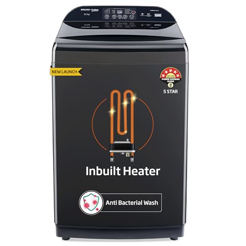 Voltas Beko, A Tata Product 11 Kg 5 Star Fully-Automatic Top Loading Washing Machine (WTL1106UEAH / OBS3060, Dark Grey, Inbuilt Heater)