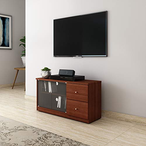 Amazon Brand – Solimo Cygnus Engineered Wood 2 Door TV Cabinet with Drawers ( Brown, Sienna Cherry)