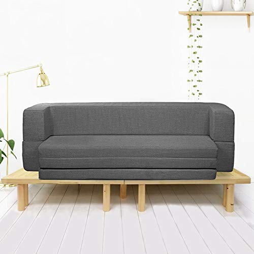 Coirfit Smart Homes Two Seater, 4′ X 6′ Feet Folding Sofa Cum Bed – Perfect for Guests – Jute Fabric – Grey
