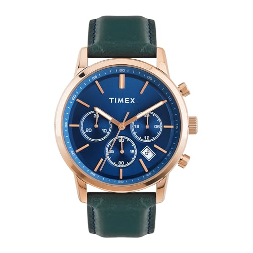 TIMEX Analog Watch for Men with Blue Dial & Blue Leather Strap Band – Water Resistant Men’s Wrist Watches -TWEG294SMU03