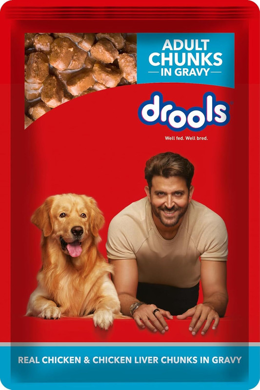 Drools Drools Real Chicken & Chicken Liver Chunks in Gravy (Pack of 5) Chicken, Liver Chunks 0.75 kg (5×0.15 kg) Wet Adult Dog Food