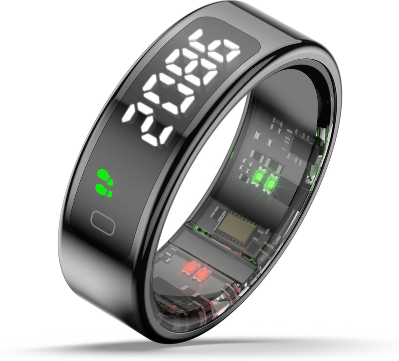 pebble Halo | Display, Gesture Controls, Health Tracker & Sleek Design Smart Ring(11, Black)