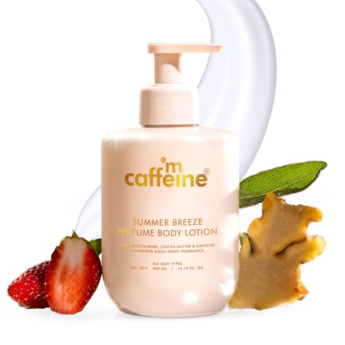 mCaffeine Summer Breeze Perfume Body Lotion| Niacinamide, Cocoa Butter & Shea Butter For Deep Moisturization | Lightweight, Non-Sticky | Aqua-Fresh Beachy Fragrance | Body Lotion For Dry Skin – 300ml